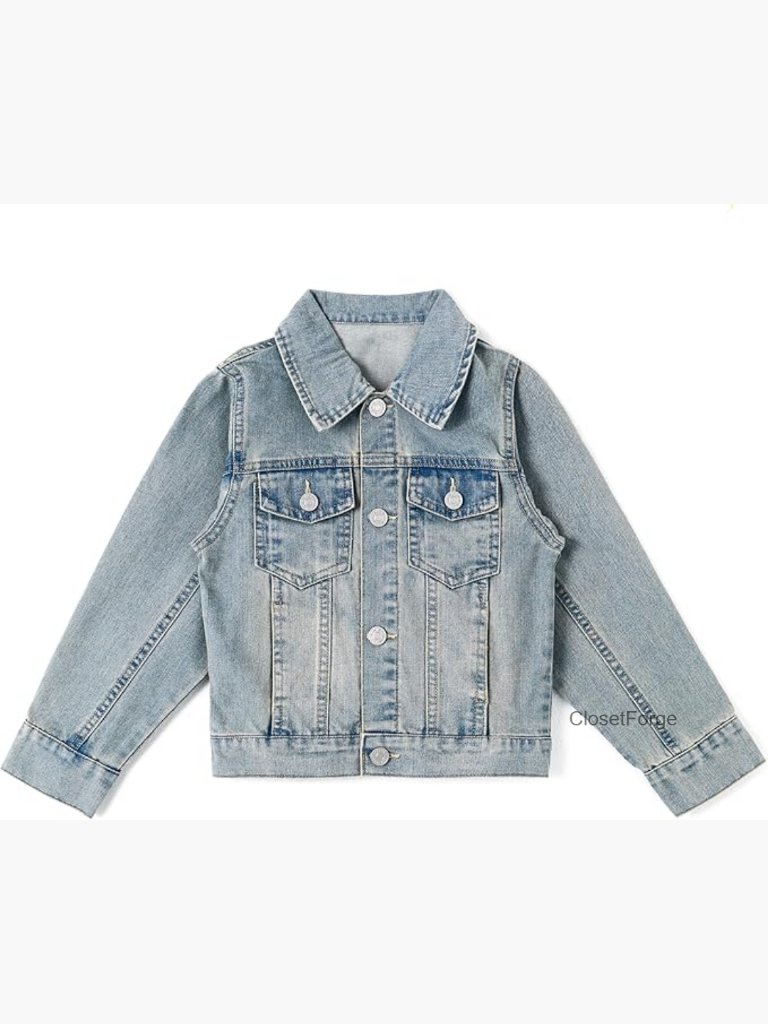 Stone Washed Soft Denim Toddler Jacket With Button Front
